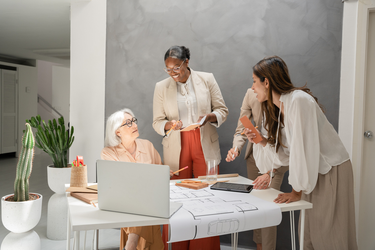 Women Collaborating on an Architectural Project 